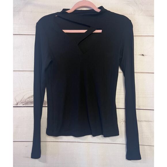 LNA Black Long Sleeve Top Cut Outs Size SM Soft Stretchy - Picture 1 of 5